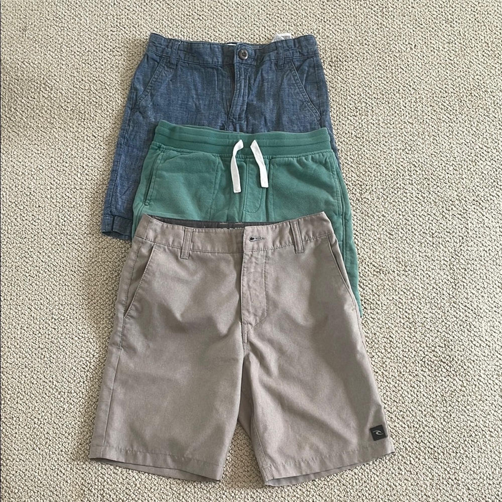 Set of Three Boys' Shorts - Blue, Green, and Tan